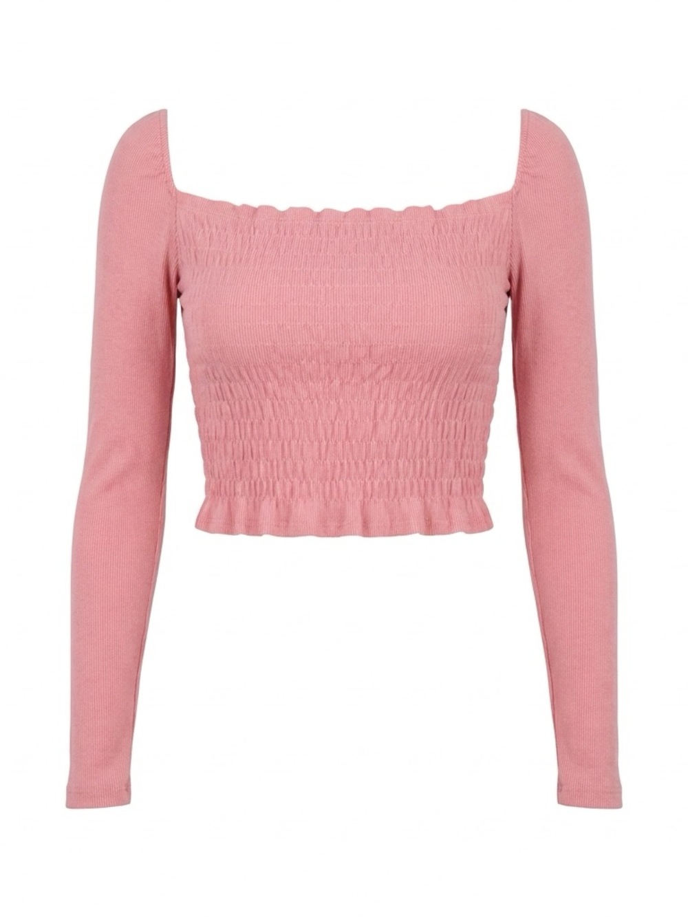 Lisa Says Gah Pink "Sophie" Smocked Long Sleeve Crop Top (Made in SF) Pink Small